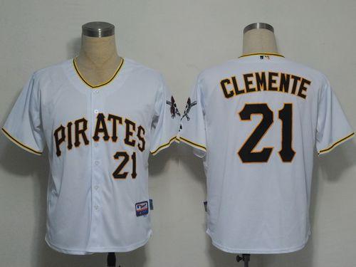Pirates #21 Roberto Clemente White Cool Base Stitched MLB Jersey - Click Image to Close